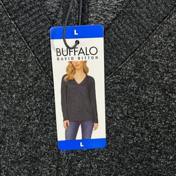 NEW Buffalo David Bitton Womens L Black V-Neck Lightweight Sweater - Picture 5 of 7